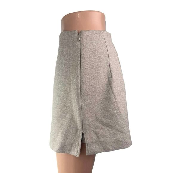 NEW Express Beige High Waisted Zip Slit Pencil Mini Skirt Short Skort Size 4 - Picture 2 of 6